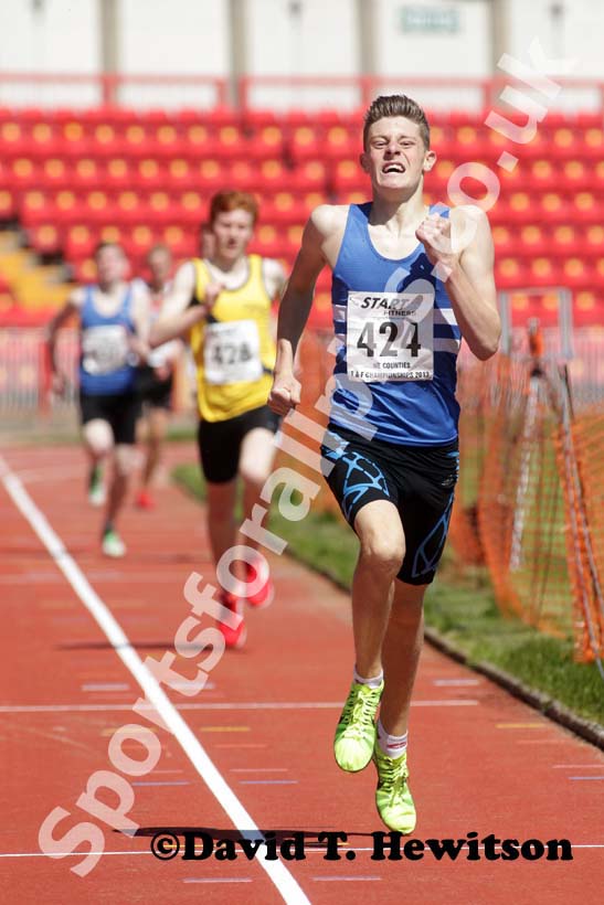 Ryan Green (Morpeth) wins the under-17s 1500 metres.